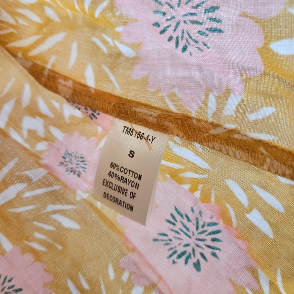 THML Yellow and Pink Floral Smocked Top - Picture 6 of 6